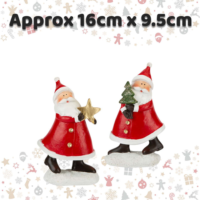 Christmas Santa Ornaments Decoration 16cm x 9.5cm 2 Pack