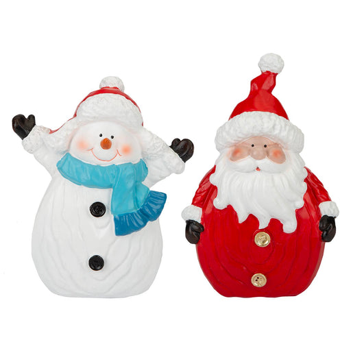 Santa And Snowman Ornaments 16cm x 13cm 2 Pack