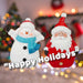 Santa And Snowman Ornaments 16cm x 13cm 2 Pack
