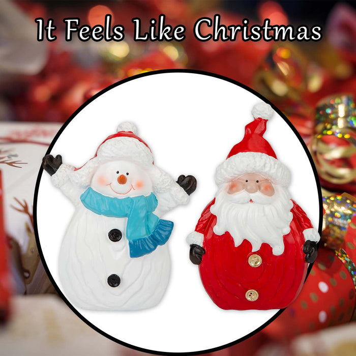 Santa And Snowman Ornaments 16cm x 13cm 2 Pack