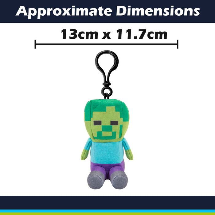 Minecraft Zombie Soft Toy Clip 13cm x 11.7cm Multicolour X 1