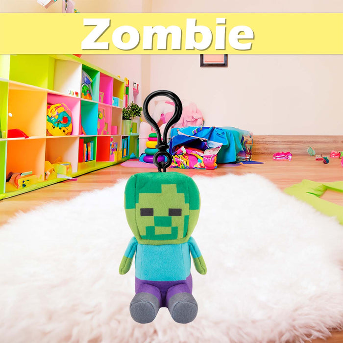 Minecraft Zombie Soft Toy Clip 13cm x 11.7cm Multicolour X 1
