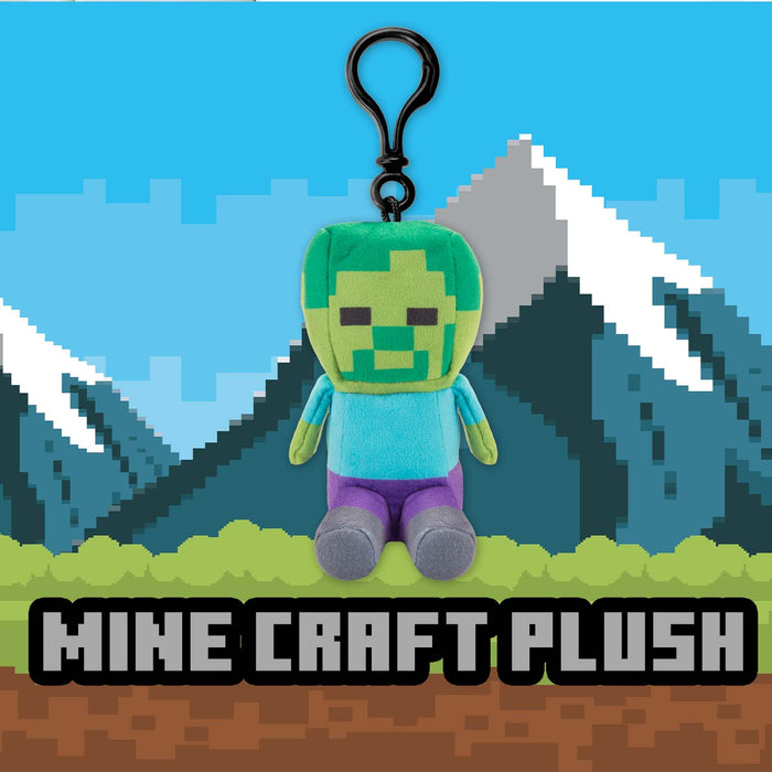 Minecraft Zombie Soft Toy Clip 13cm x 11.7cm Multicolour X 1