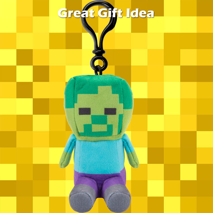 Minecraft Zombie Soft Toy Clip 13cm x 11.7cm Multicolour X 1