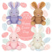 Easter Bunny Soft Toy Pack of 4 19cm x 11cm Multicolour X 4