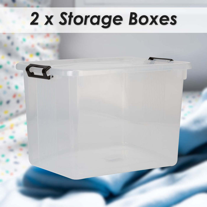 Clear Storage Boxes 20L Capacity - Set Of 2 Clear - 39cm x 27.5cm