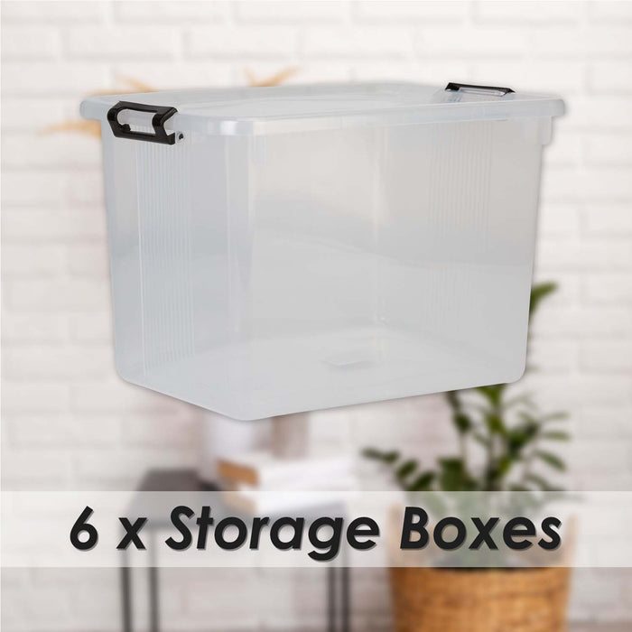Clear Storage Boxes 20L Capacity - Set Of 6 Clear - 39cm x 27.5cm