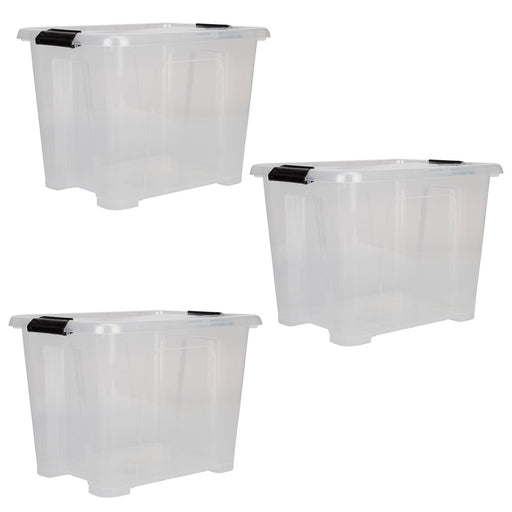 Clear Storage Boxes 15L Capacity - Set Of 3 Clear - 35.5cm x 27.5cm