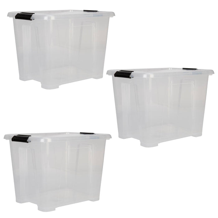 Clear Storage Boxes 15L Capacity - Set Of 3 Clear - 35.5cm x 27.5cm