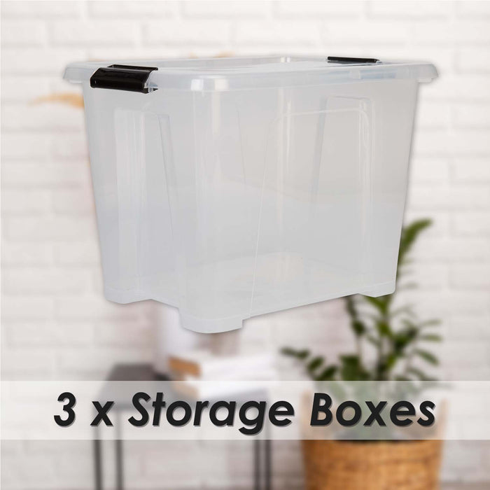 Clear Storage Boxes 15L Capacity - Set Of 3 Clear - 35.5cm x 27.5cm