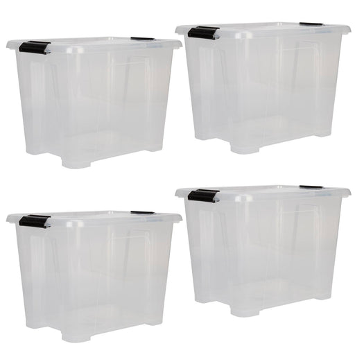 Clear Storage Boxes 15L Capacity - Set Of 4 Clear - 35.5cm x 27.5cm