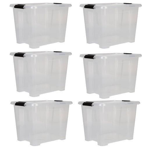 Clear Storage Boxes 15L Capacity - Set Of 6 Clear - 35.5cm x 27.5cm