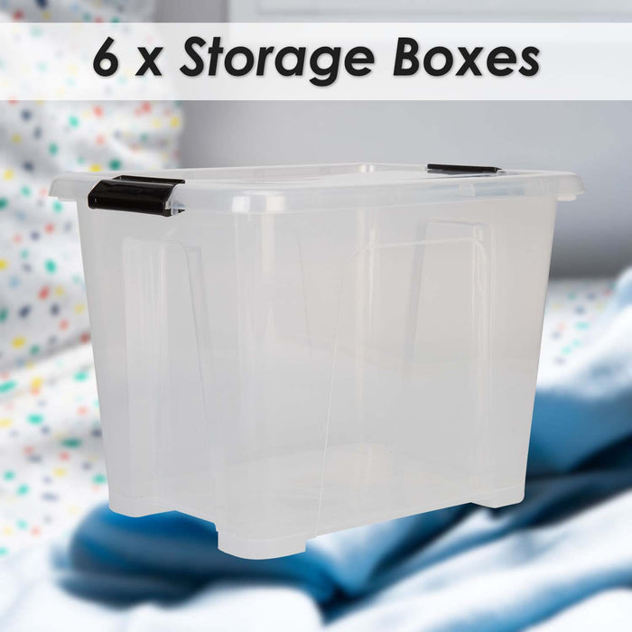 Clear Storage Boxes 15L Capacity - Set Of 6 Clear - 35.5cm x 27.5cm