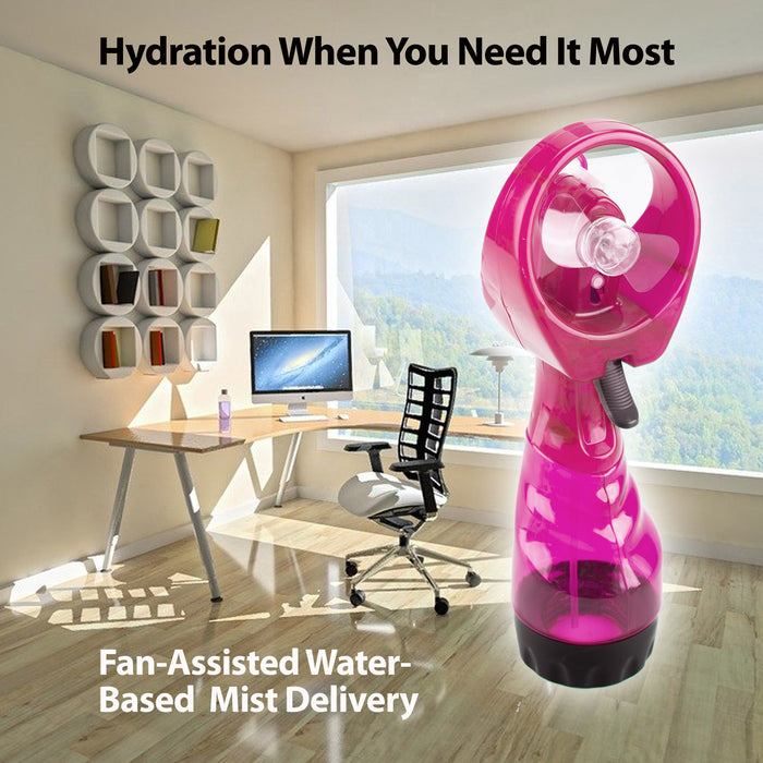 Pink Cooling Mist Fan With Lanyard