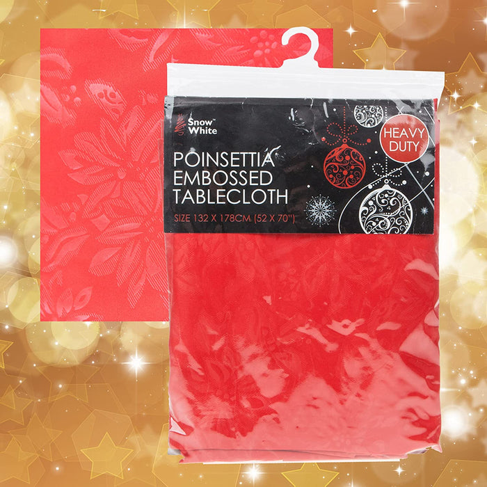 Poinsettia Tablecloth Christmas, Embossed Xmas Decorations, Dinner
