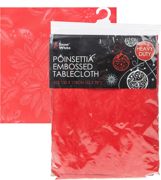 Poinsettia Tablecloth Christmas, Embossed Xmas Decorations, Dinner Party