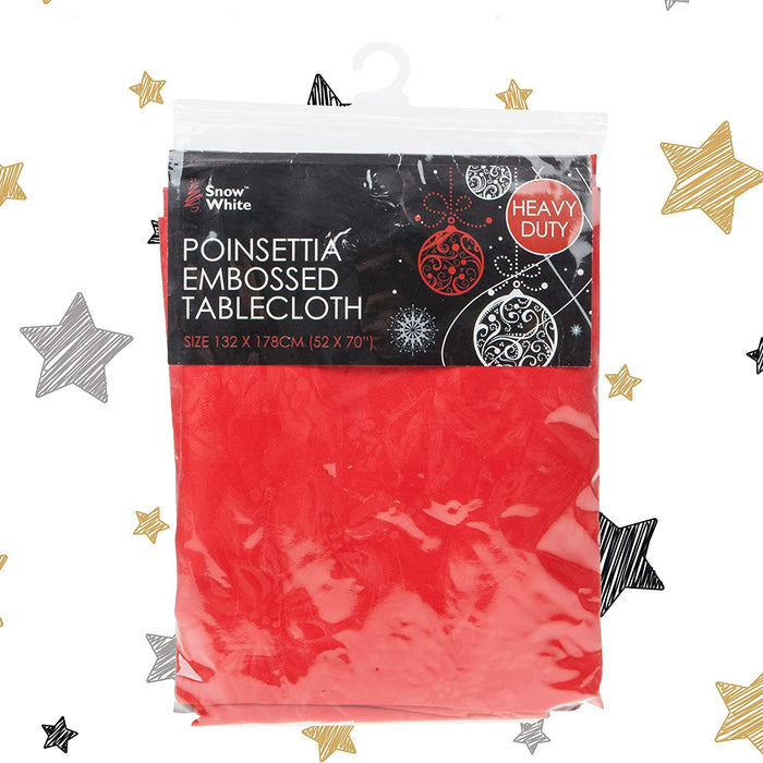 Poinsettia Tablecloth Christmas, Embossed Xmas Decorations, Dinner Party