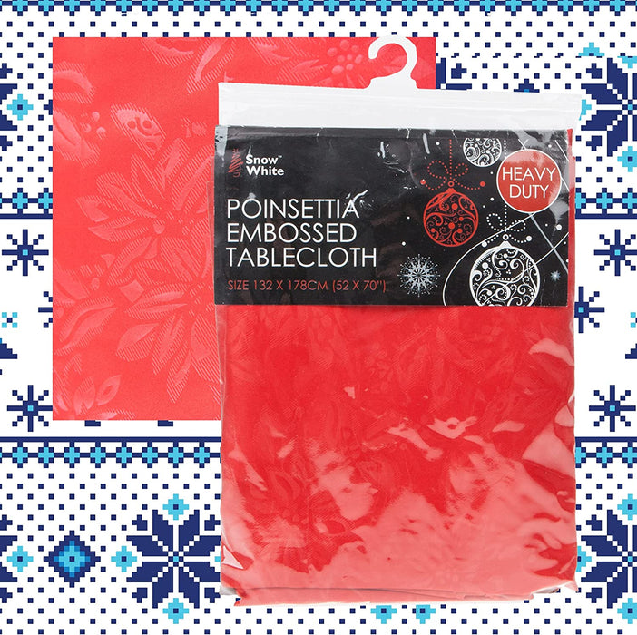 Poinsettia Tablecloth Christmas, Embossed Xmas Decorations, Dinner Party