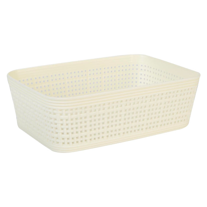 Basketweave Storage Baskets 2 Pack Size Small Cream - 6cm x 19cm