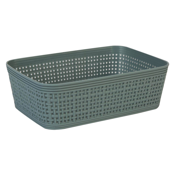 Basketweave Storage Baskets 2 Pack Size Small Green - 6cm x 19cm
