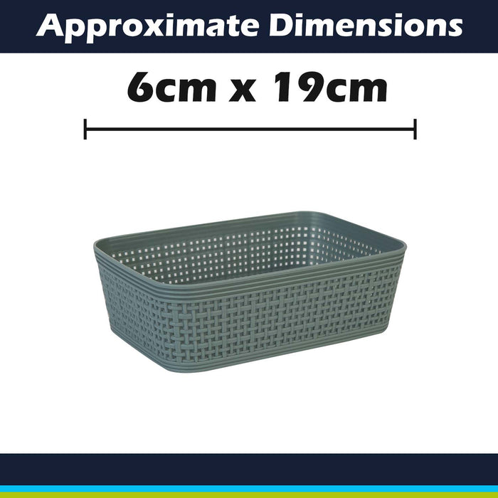 Basketweave Storage Baskets 2 Pack Size Small Green - 6cm x 19cm