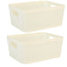 Basketweave Storage Baskets 2 Pack Size Medium Cream - 11cm x 24cm