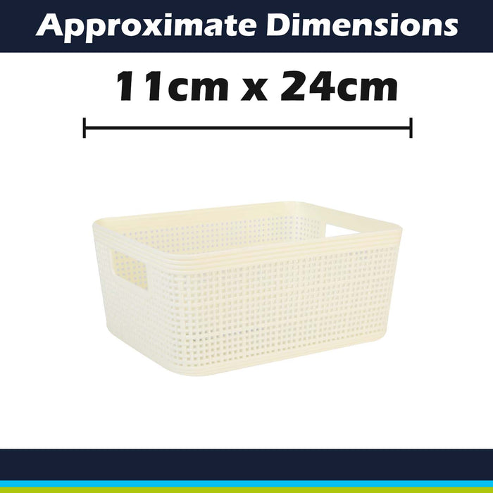 Basketweave Storage Baskets 2 Pack Size Medium Cream - 11cm x 24cm