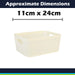 Basketweave Storage Baskets 2 Pack Size Medium Cream - 11cm x 24cm