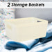 Basketweave Storage Baskets 2 Pack Size Medium Cream - 11cm x 24cm