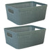 Basketweave Storage Baskets 2 Pack Size Medium Green - 11cm x 24cm