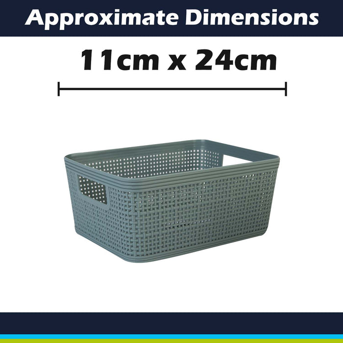 Basketweave Storage Baskets 2 Pack Size Medium Green - 11cm x 24cm