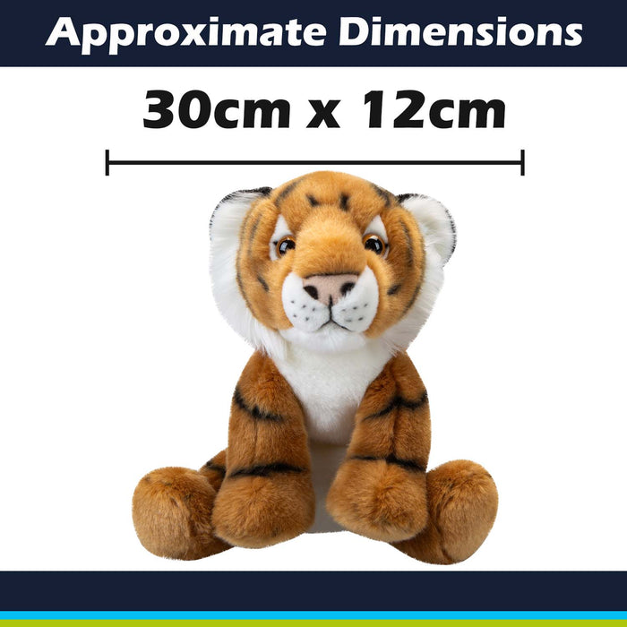 Tiger Premium Soft Toy Wildlife Zoo Animals Orange - 30cm x 12cm