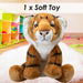 Tiger Premium Soft Toy Wildlife Zoo Animals Orange - 30cm x 12cm