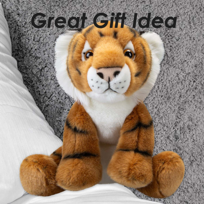 Tiger Premium Soft Toy Wildlife Zoo Animals Orange - 30cm x 12cm