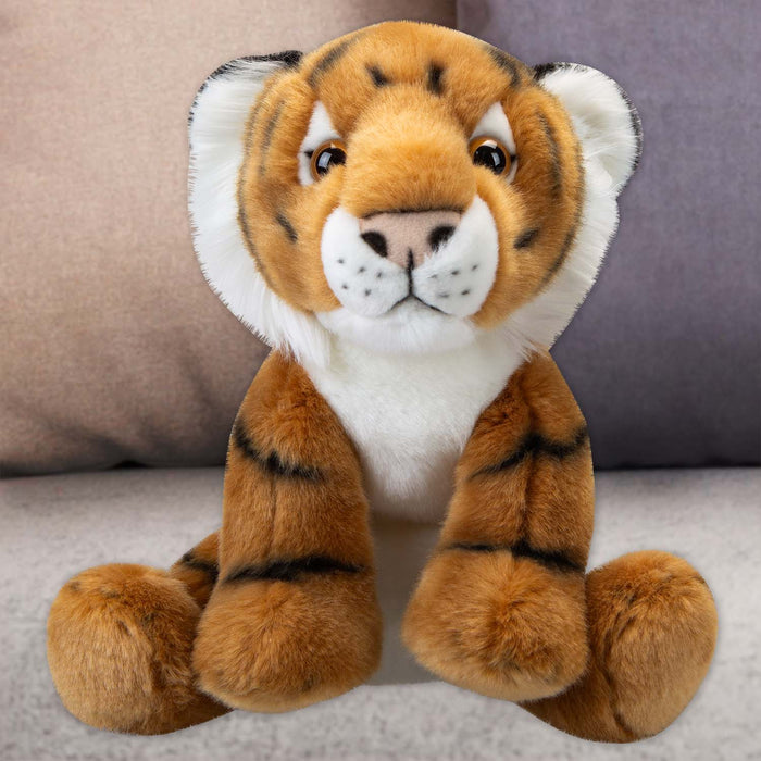 Tiger Premium Soft Toy Wildlife Zoo Animals Orange - 30cm x 12cm