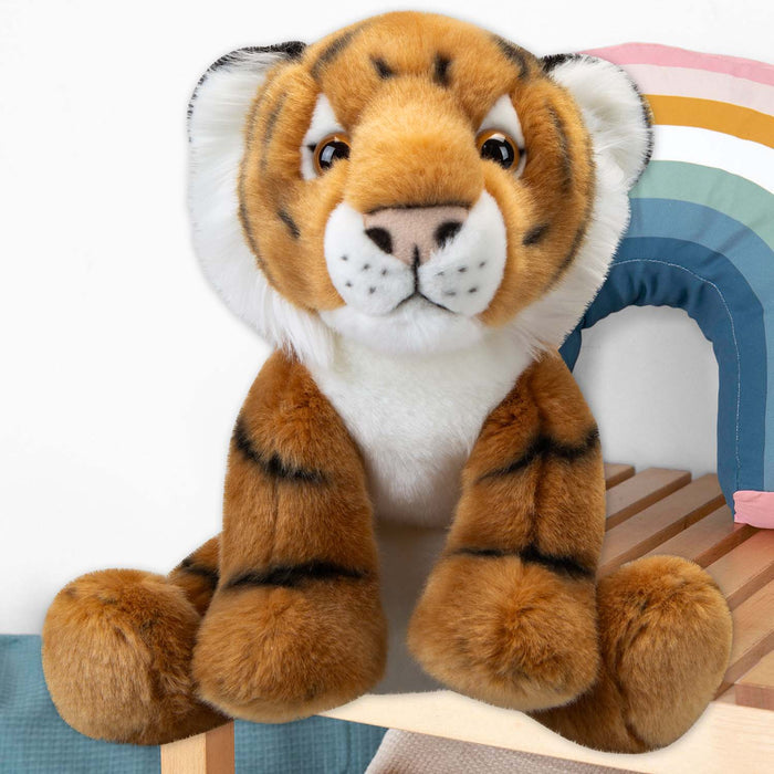 Tiger Premium Soft Toy Wildlife Zoo Animals Orange - 30cm x 12cm
