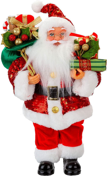 Luxury Red Sequin Father Christmas Figure