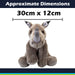 Rhino Premium Soft Toy Wildlife Zoo Animals Grey - 30cm x 12cm