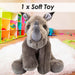 Rhino Premium Soft Toy Wildlife Zoo Animals Grey - 30cm x 12cm