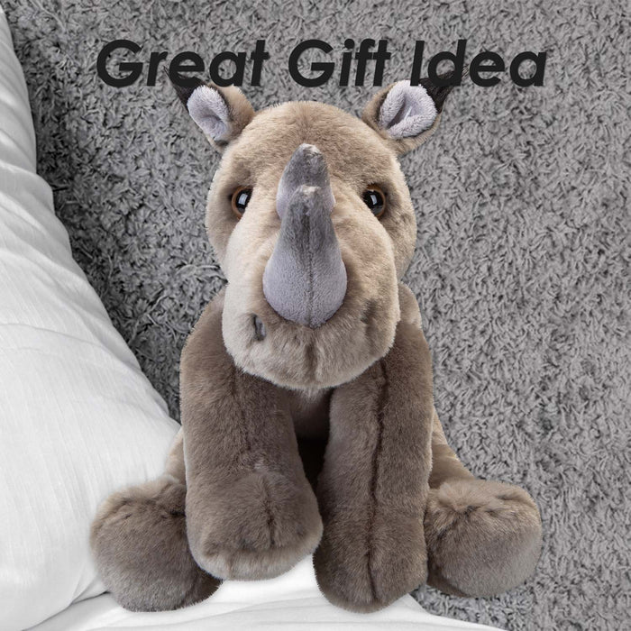 Rhino Premium Soft Toy Wildlife Zoo Animals Grey - 30cm x 12cm