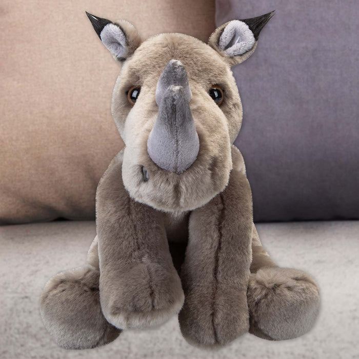 Rhino Premium Soft Toy Wildlife Zoo Animals Grey - 30cm x 12cm