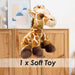Giraffe Premium Soft Toy Wildlife Zoo Animals Yellow - 30cm x 12cm
