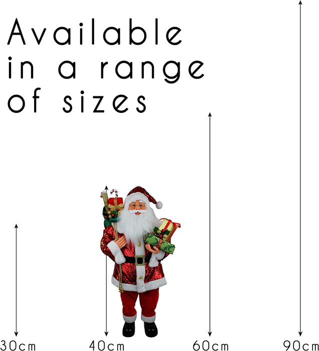 Luxury Red Sequin Father Christmas Figure 40cm