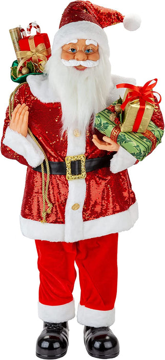 Luxury Red Sequin Father Christmas Figure 90cm