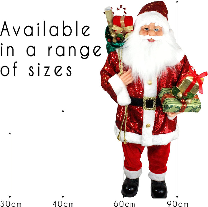 Luxury Red Sequin Father Christmas Figure 90cm