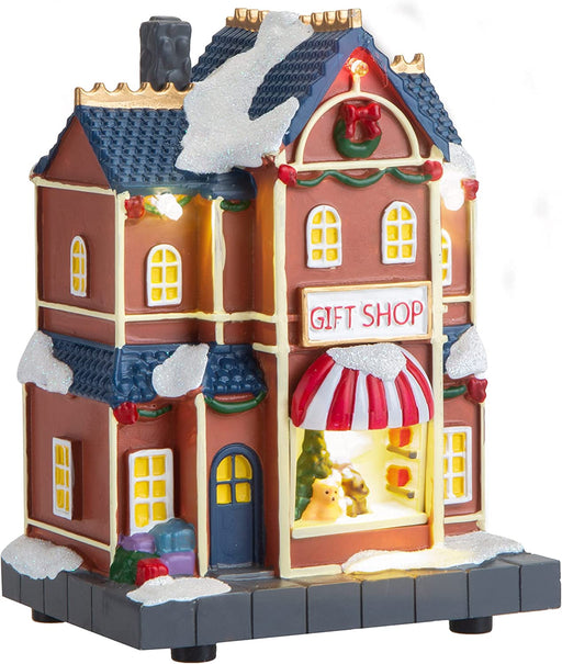 Miniature Light Up Resin Christmas Village, Winter Scene, Set