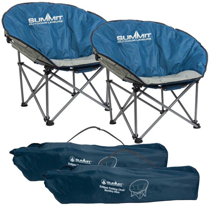 Folding Eclipse Camping Chair | Carry Bag | 2 Set | Blue