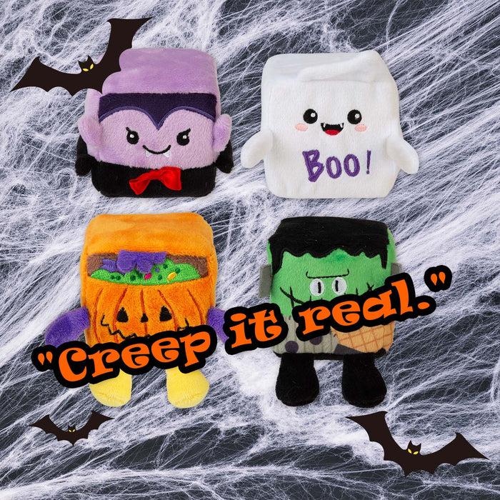 Halloween Squishy Cube Vampire-Pumpkin-Ghost-Frankenstein 4 Pack