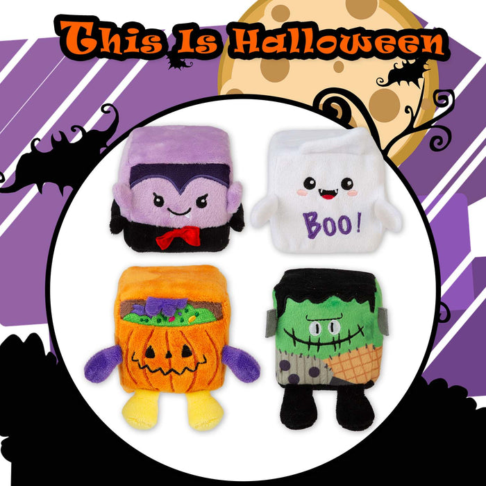 Halloween Squishy Cube Vampire-Pumpkin-Ghost-Frankenstein 4 Pack