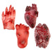 Halloween Squishy Body Parts Props Hand-Foot-Heart-Brain | 4 Pack